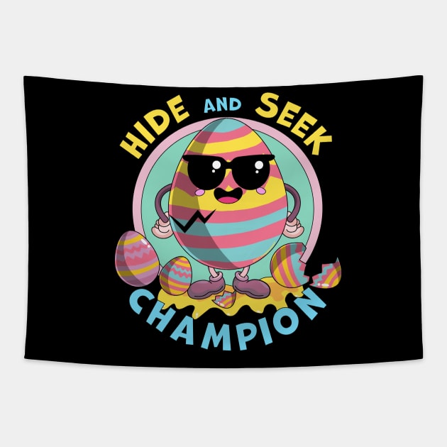 Hide and Seek Champion Egg - Funny Easter Bunny Tapestry by OrangeMonkeyArt