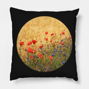 Fields of Wheat, Poppies and Cornflowers Pillow