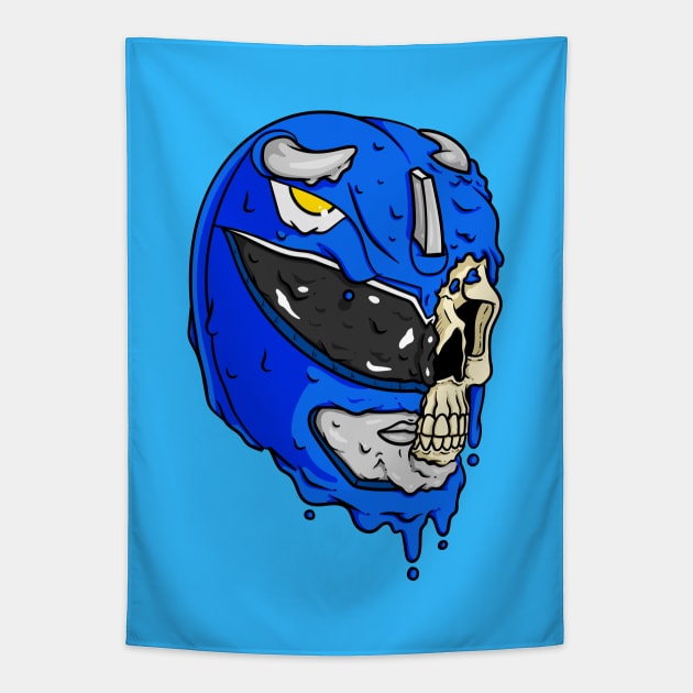 Blue Half Skull Ranger Tapestry by CalebLindenDesign