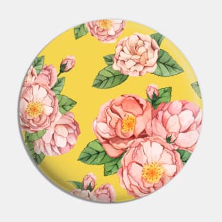 Peony on yellow background Pin