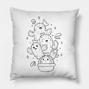 Doodle cactus plant Pillow