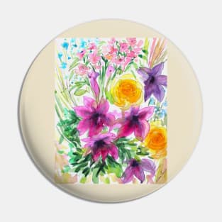 Summer in Full Bloom Watercolor Painting Pin