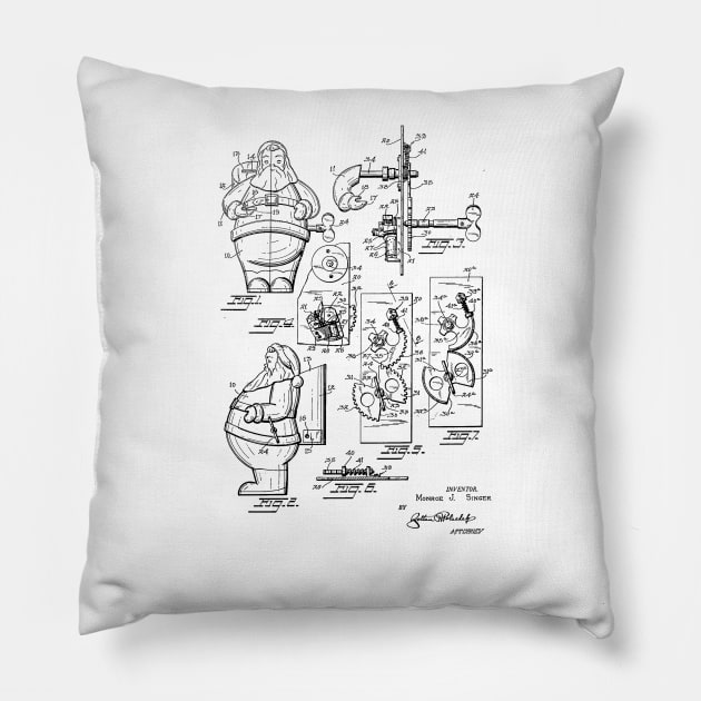 Santa Toy Christmas Gift Design Patent Drawing Pillow by skstring