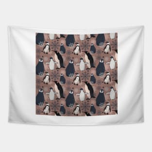 Snowy Penguins - Neutral Tapestry