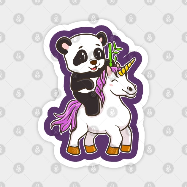 Panda Riding Unicorn Cute Magical Magnet by E