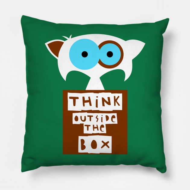 Funny cat – Think outside the box. (Chopin) – green Pillow by LiveForever