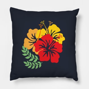 Vintage Hawaiian 1950's Tropical Hibiscus Colorful Flowers Bouquet Pillow