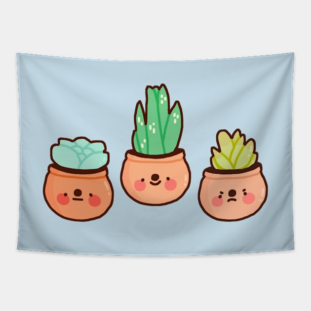 Succulent Trio Tapestry by maiadrawss