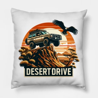 An Suv Driving On A Sand Dune, Desert Drive Pillow