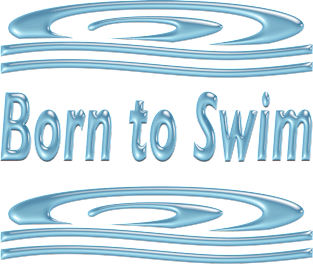 Born to Swim Motif with Wave Swirls Magnet