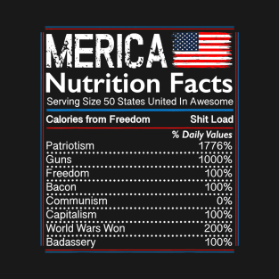 4th of July Proud American Shirt Merica Nutrition Facts T-Shirt