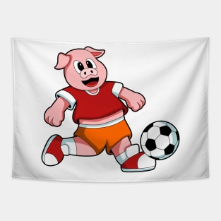 Pig at Sports with Soccer Tapestry