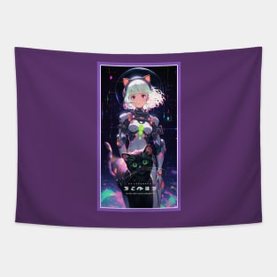 Anime Sci-Fi Cat Girl | Quality Anime Girl Artwork | Manga Girl Anime Art Tapestry