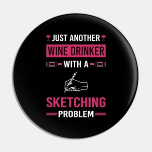 Wine Drinker Sketching Sketch Pin