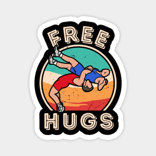 Free Hugs Wrestling Funny Vintage Wrestle Magnet