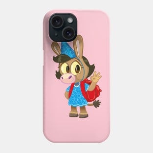 cute little donkey with a birthday pointed hat and a school bag Phone Case