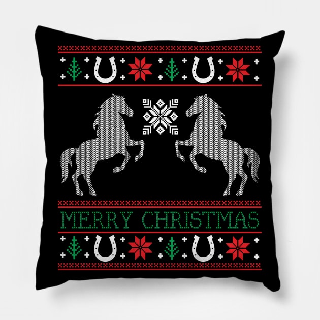 Horse Lover Horse Riders Ugly Christmas Xmas Pillow by mrsmitful01