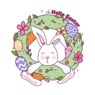 hello easter wreath bunny T-Shirt