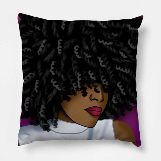 Afro black beautiful woman digital art Pillow by Spinkly Creations 