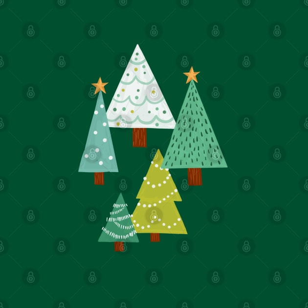 Holly Jolly Christmas Trees - Green by latheandquill