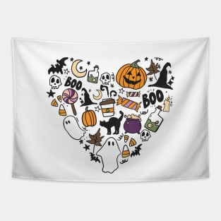 Halloween Doodle Heart Tapestry