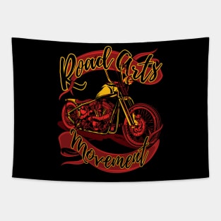 Road arts movement, old school bike, custome bike, Arts on the road Tapestry