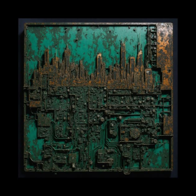 Circuit Board Cityscape by ginkelmier@gmail.com