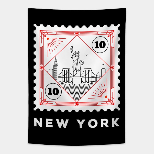 New York Stamp Design Tapestry by kursatunsal