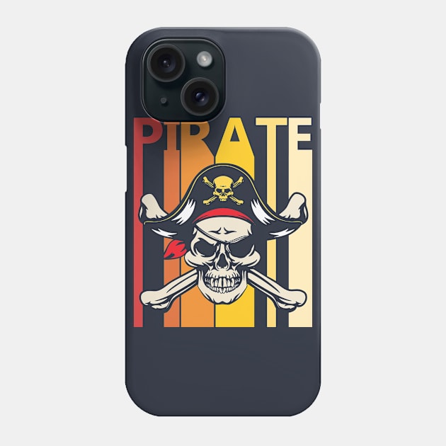 Retro 1980s Pirate Captain Skull Gift Phone Case by GWENT