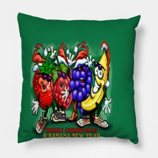 Berry Christmas & Banana New Year Pillow