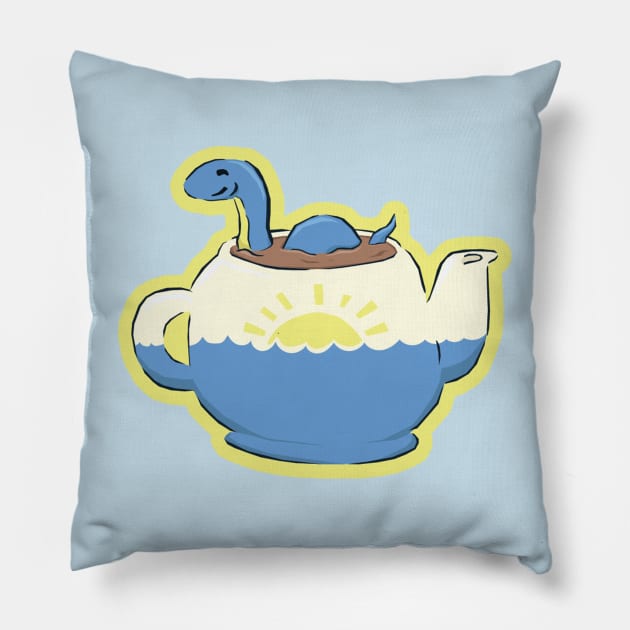 Nessie in a Teapot Pillow by YipeeKaiYay