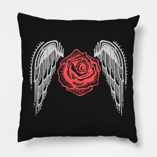 Rose flower and wings illustration Pillow