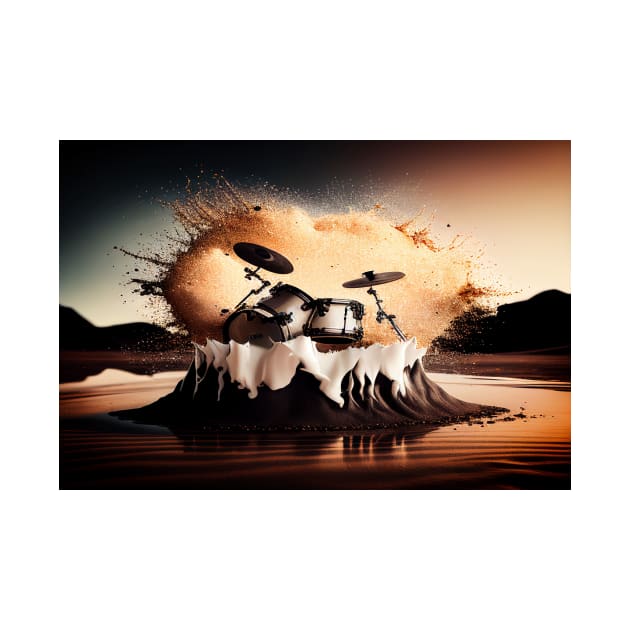 Drummer ArtWork With Water Splashing In The Desert by Unwind-Art-Work