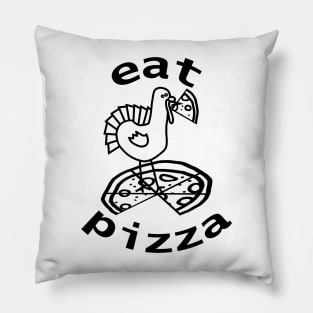 Turkey Eating Pizza For Thanksgiving Outline Pillow