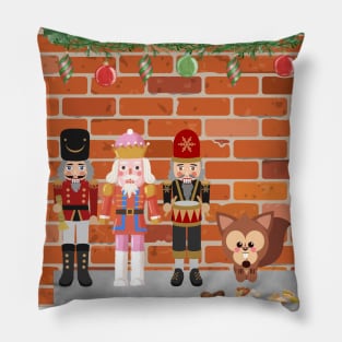 Three Nutcrackers & A Squirrel Pillow