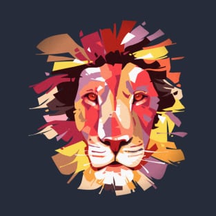 Lion Face Abstract Colorful T-Shirt