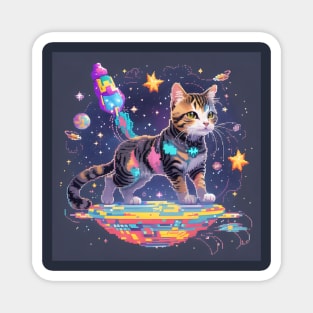 Pixel Cat in Space Magnet