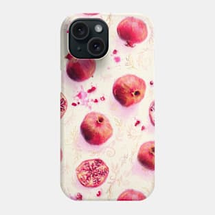 Painted Pomegranates with Gold Leaf Pattern Phone Case