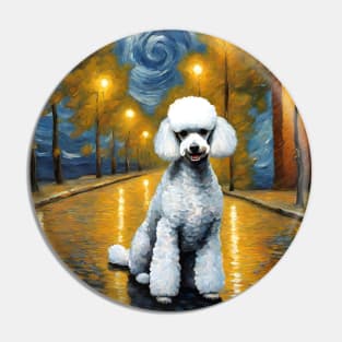 Cute Poodle Dog Breed in a Van Gogh Starry Night Art Style Pin