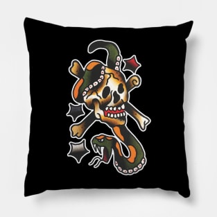 Skull and Snake Tattoo Design Pillow