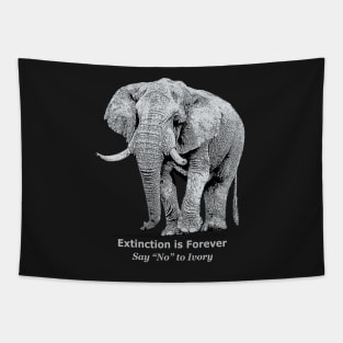 African Elephant "Say No to Ivory" Wildlife Apparel Tapestry