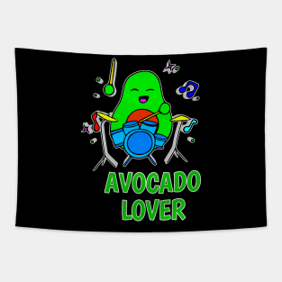 Avocado Lover - Funny Avocado Cute Clipart Veggies - Musical Beats Drummer Tapestry