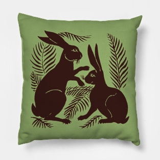 William de Morgan Hares or Rabbits Green and Brown Pillow