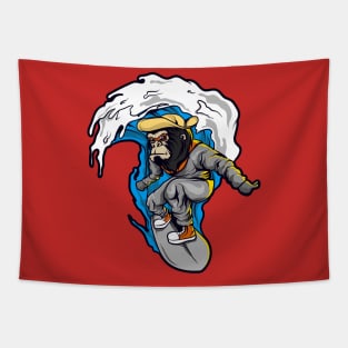 Monkey surfer waves Tapestry