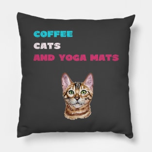 Coffee cats and yoga mats funny yoga and cat drawing Pillow