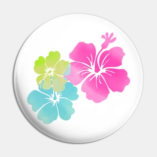 Hawaii Hibiscus, Pink, Green, Blue Pin