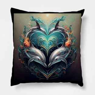 Dolphin Hearts Of Love 10 Pillow