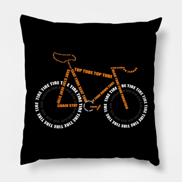 Track Bike Typography Using Bicycle Parts Pillow by StreetDesigns