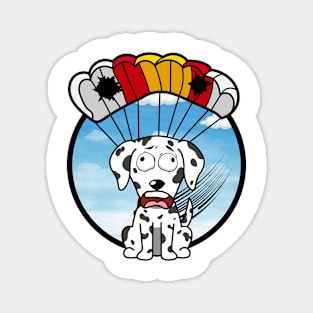 Silly dalmatian dog has a broken parachute Magnet