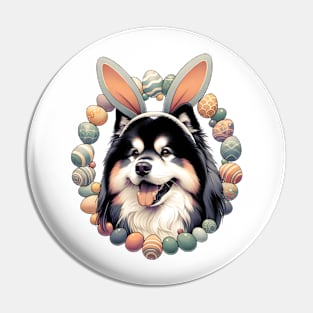 Finnish Lapphund Celebrates Easter with Bunny Ears Pin